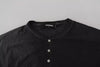 Black Cotton Linen Long Sleeves Pullover Sweater