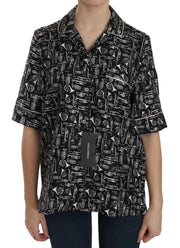 Dolce & Gabbana Musical Instrument Silk Collared Top - ACCEXO
