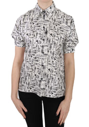 Dolce & Gabbana Elegant Trumpet Print Silk Blouse - ACCEXO