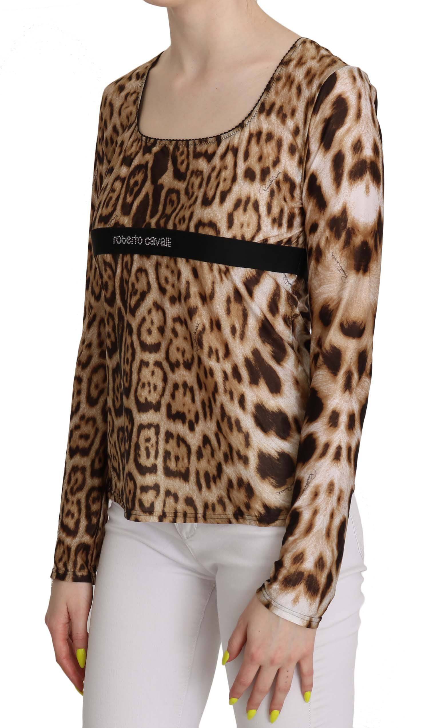 Roberto Cavalli Elegant Leopard Long Sleeve Top - ACCEXO