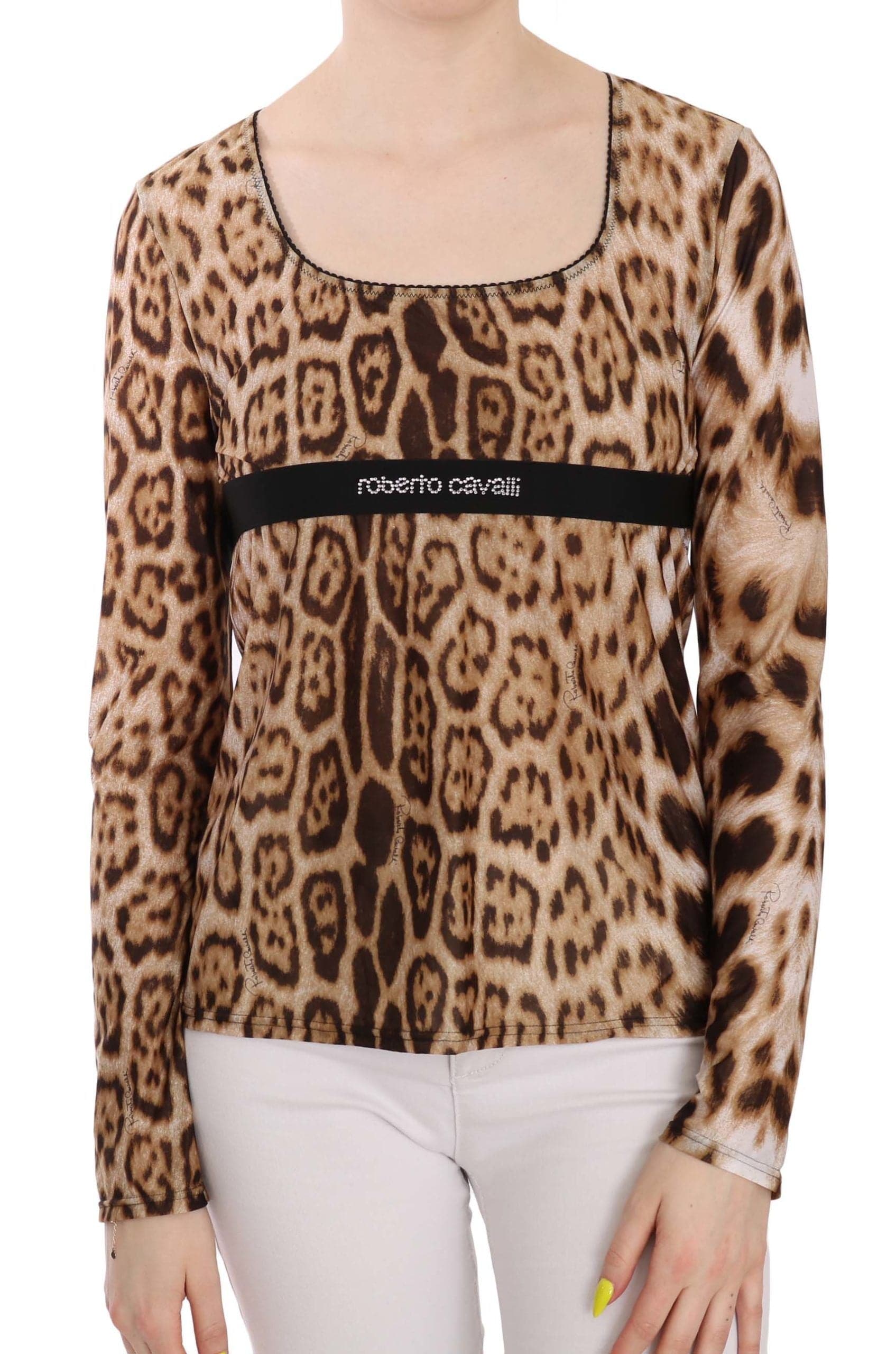Roberto Cavalli Elegant Leopard Long Sleeve Top - ACCEXO