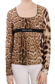 Roberto Cavalli Elegant Leopard Long Sleeve Top - ACCEXO