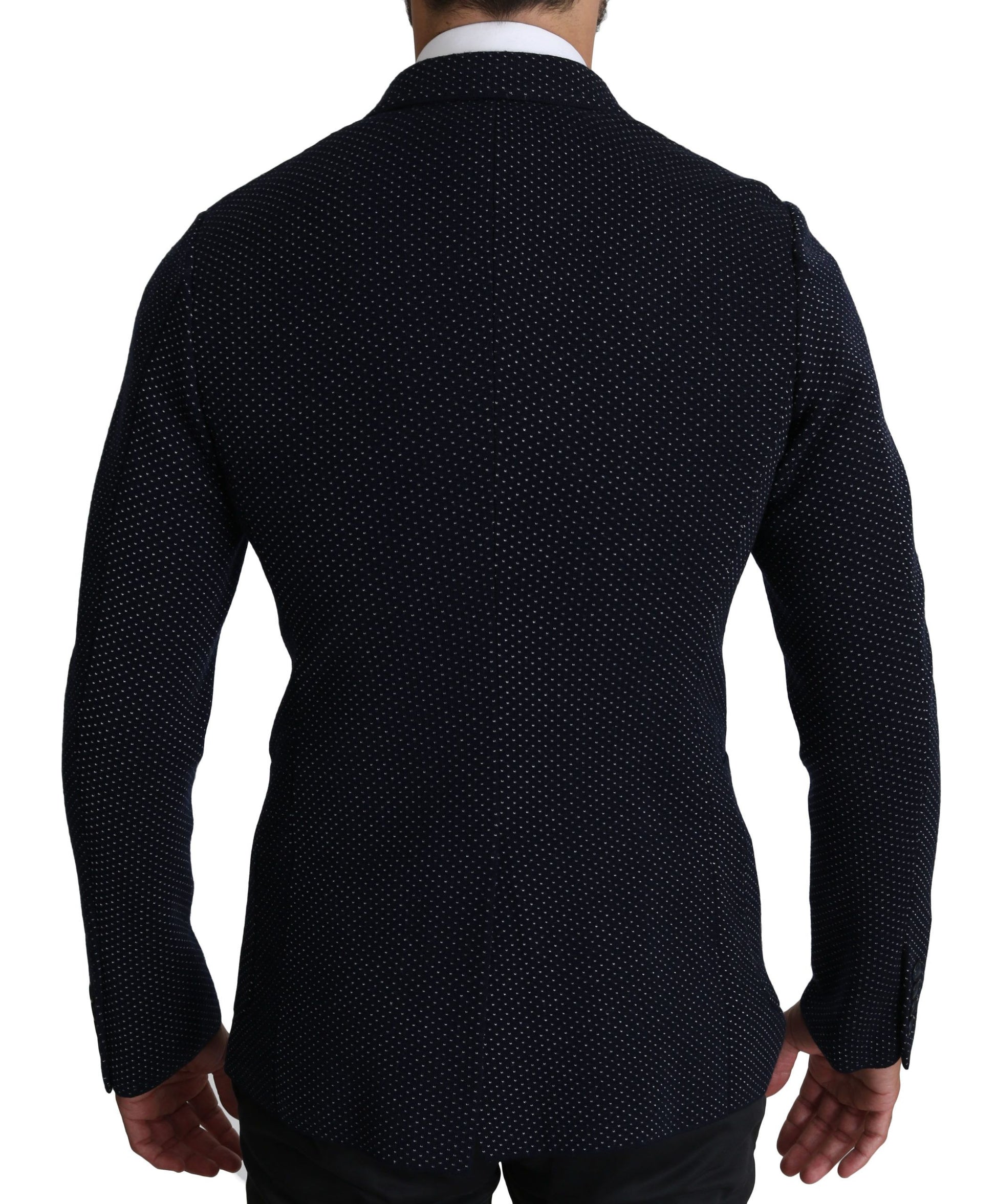 Dolce & Gabbana Elegant Dark Blue Dotted Slim-Fit Blazer - ACCEXO