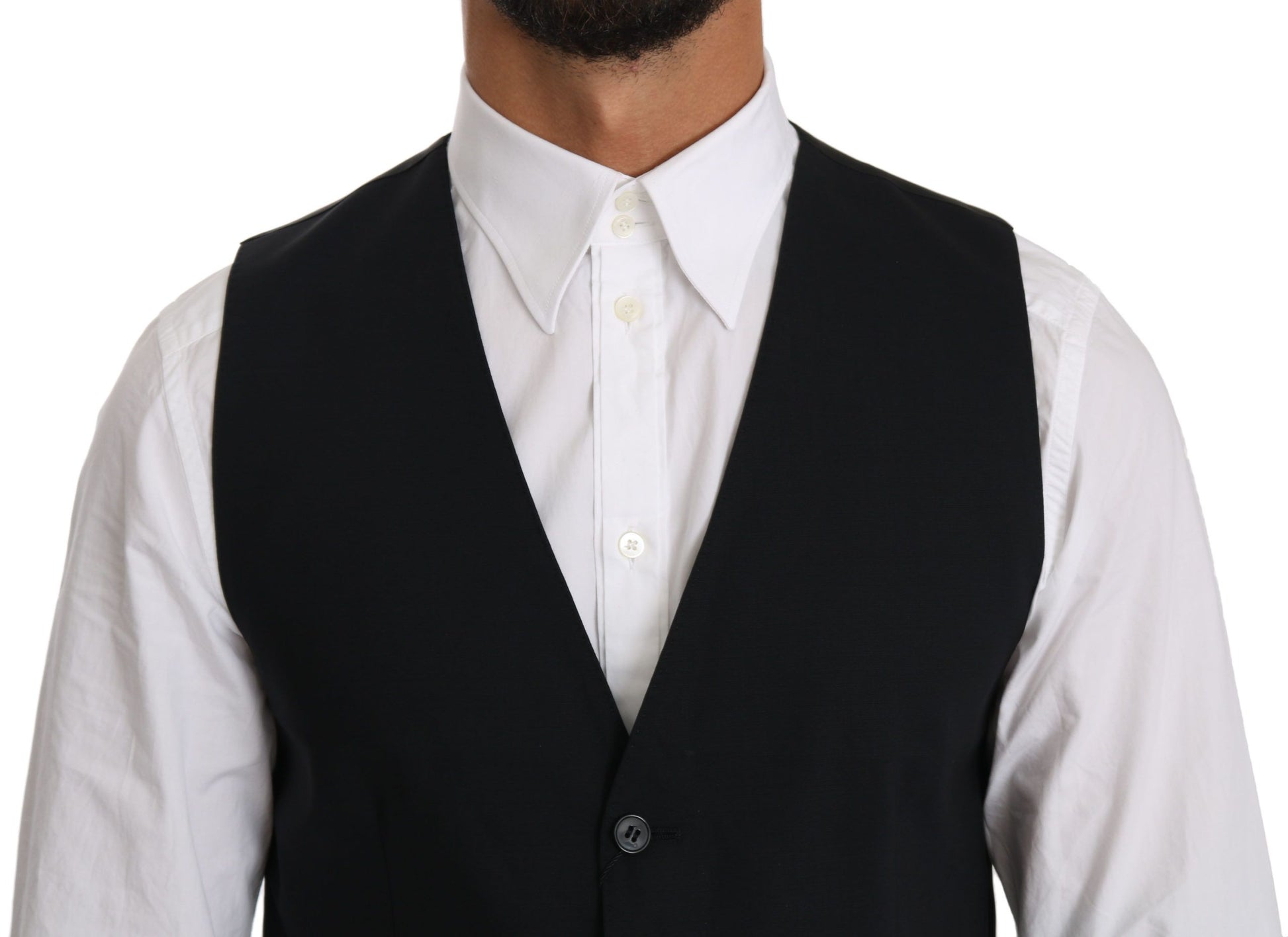 Dolce & Gabbana Elegant Blue Formal Wool-Blend Dress Vest - ACCEXO
