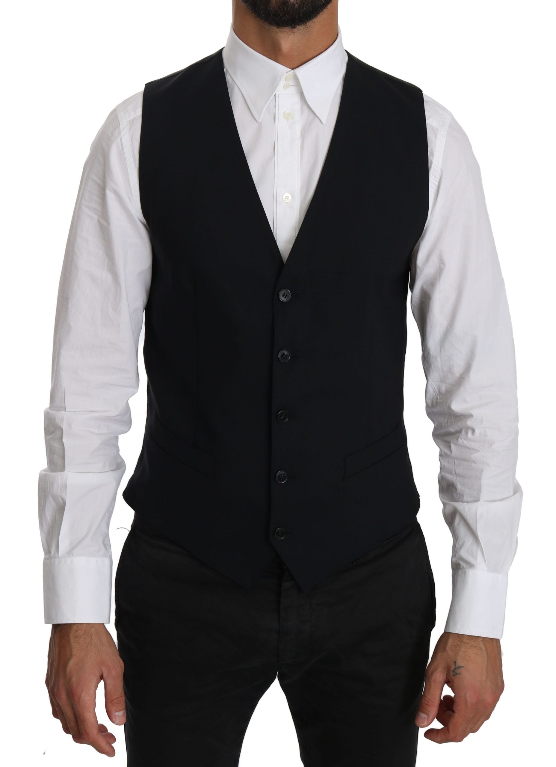 Dolce & Gabbana Elegant Blue Formal Wool-Blend Dress Vest - ACCEXO