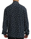 Dolce & Gabbana Silken Elegance: Blue Skull Print Lounge Shirt