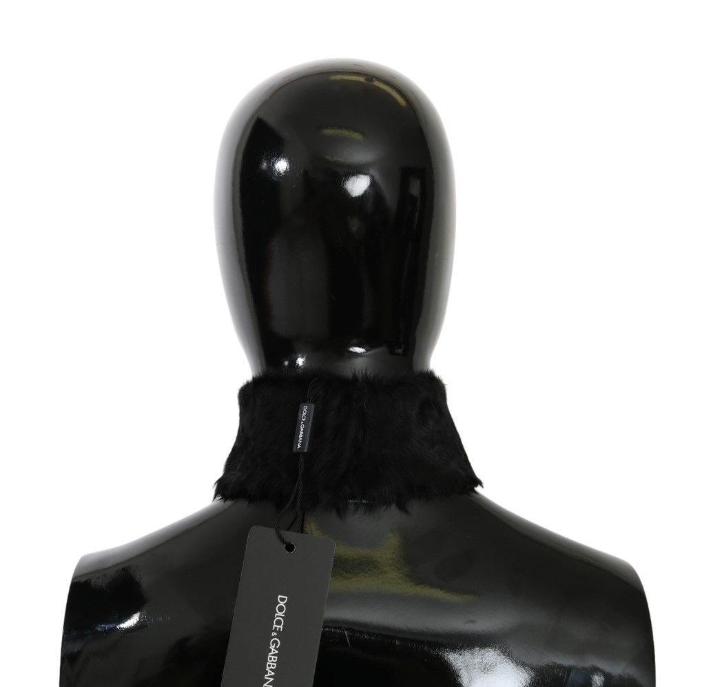 Dolce & Gabbana Elegant Black Lambskin Scarf - ACCEXO
