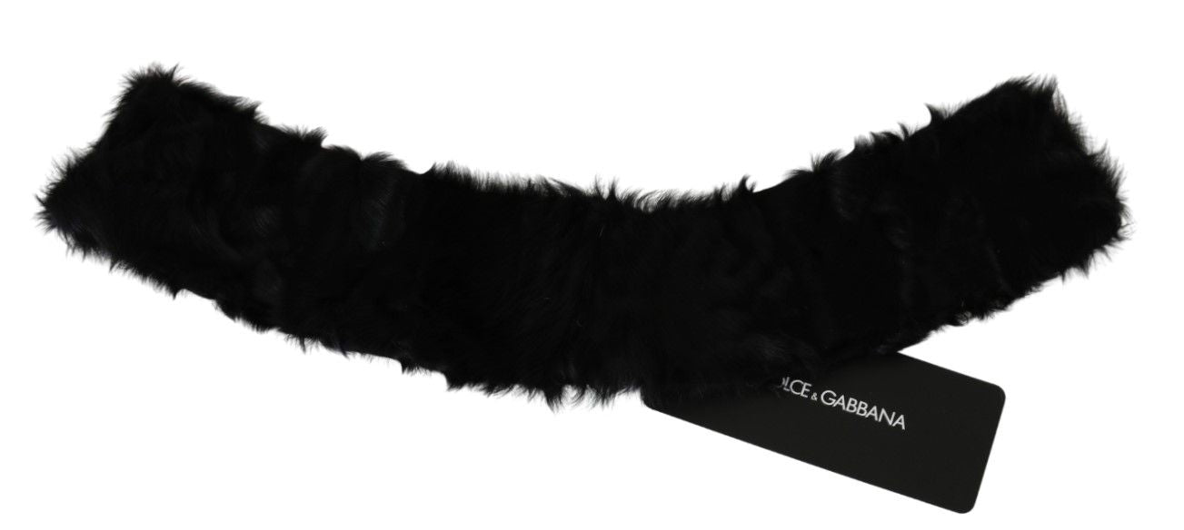 Dolce & Gabbana Elegant Black Lambskin Scarf - ACCEXO