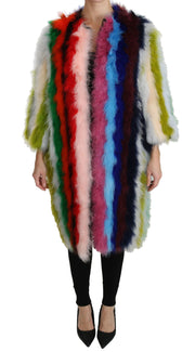 Dolce & Gabbana Elegant Multicolor Feather Long Coat Jacket - ACCEXO