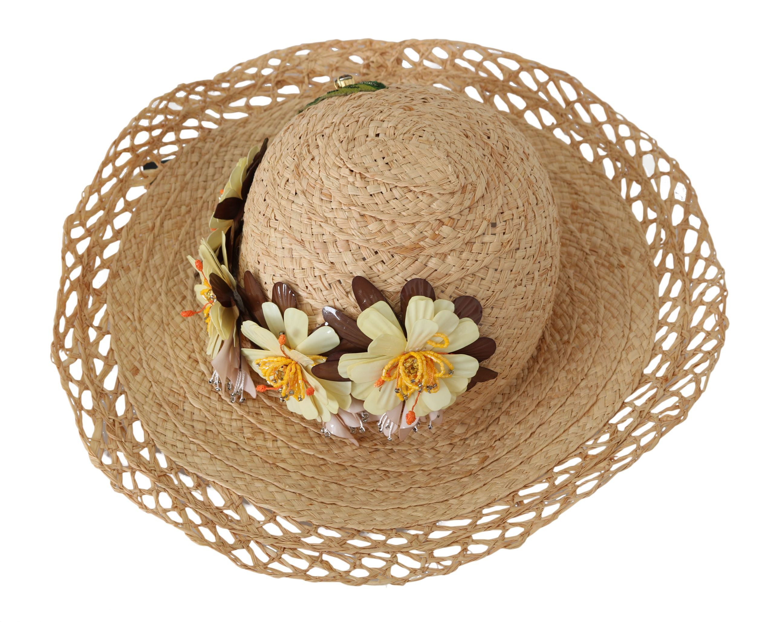 Dolce & Gabbana Elegant Beige Floral Bucket Hat - ACCEXO