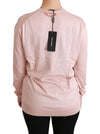 Dolce & Gabbana Pink Floral Silk V-Neck Sweater