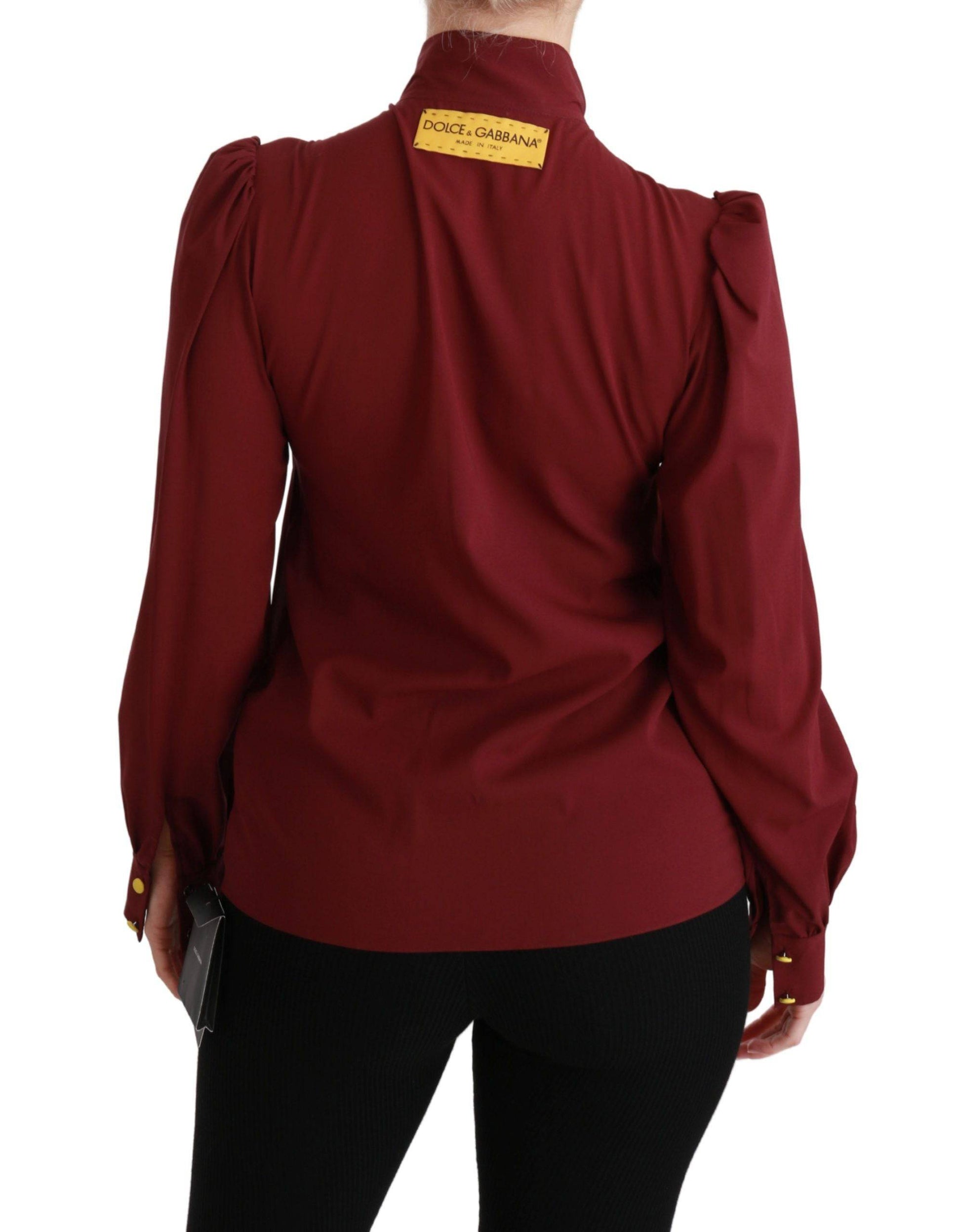 Dolce & Gabbana Elegant Maroon Silk Blend Polo Blouse - ACCEXO