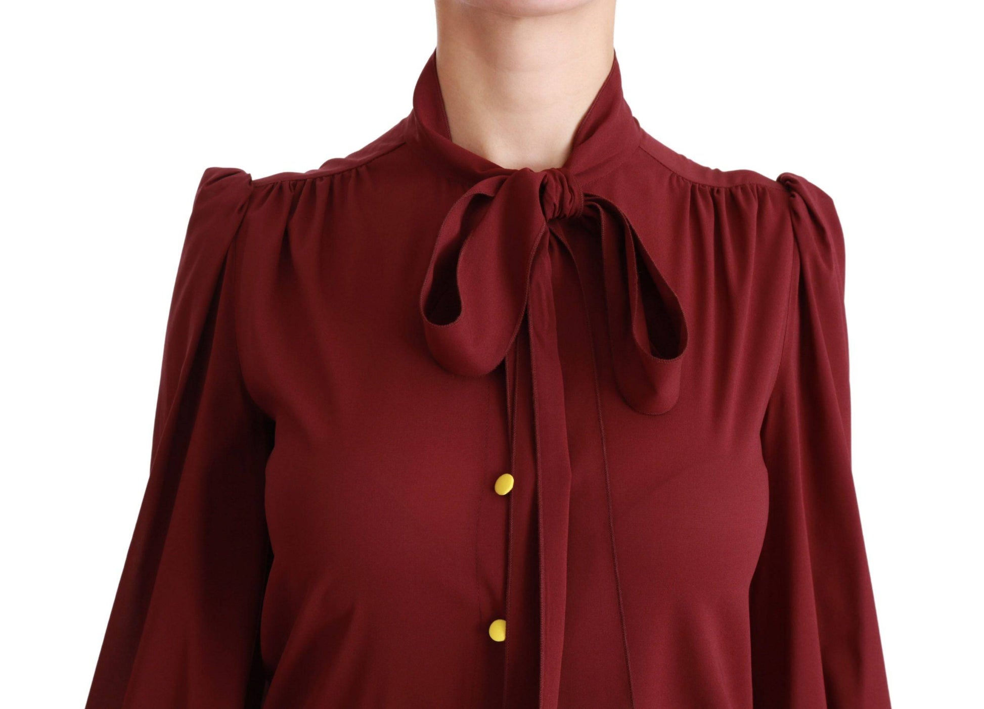 Dolce & Gabbana Elegant Maroon Silk Blend Polo Blouse - ACCEXO