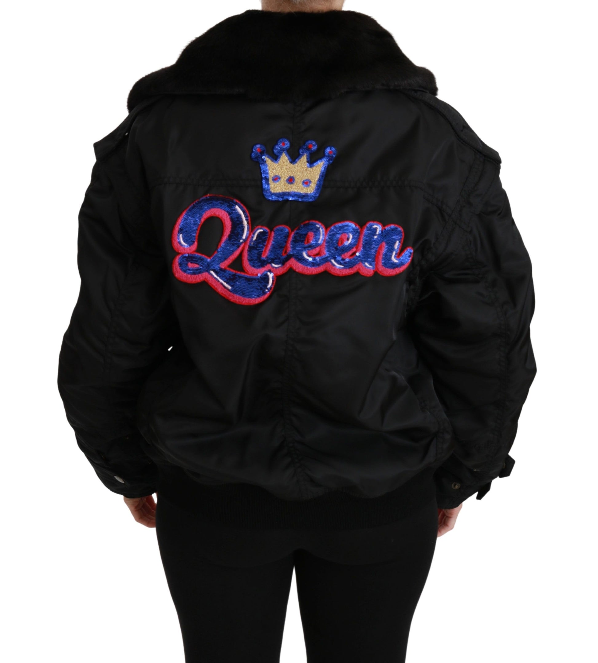Dolce & Gabbana Elegant Black Bomber Jacket with Detachable Features - ACCEXO