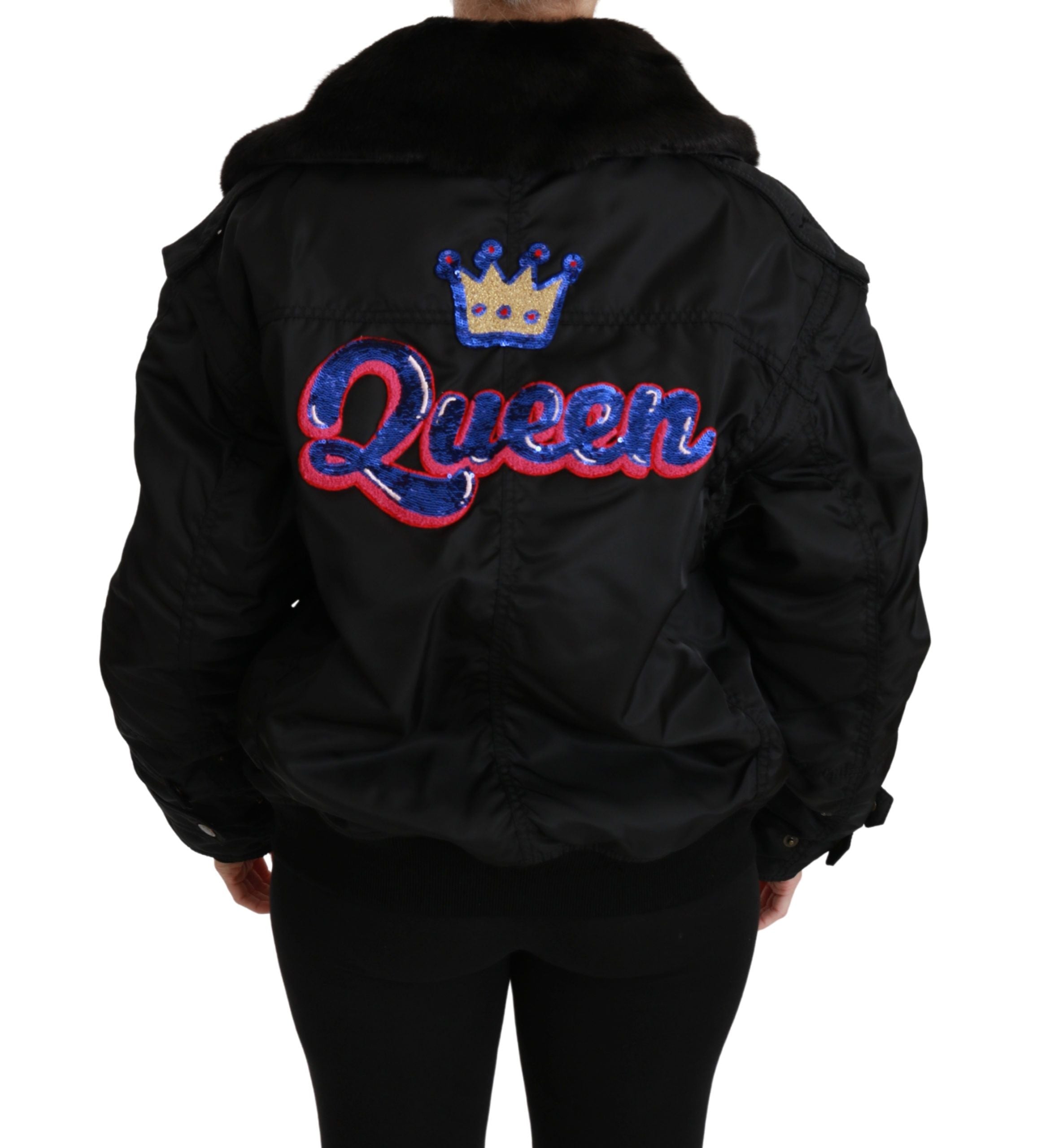 Dolce & Gabbana Elegant Black Bomber Jacket with Detachable Features - ACCEXO