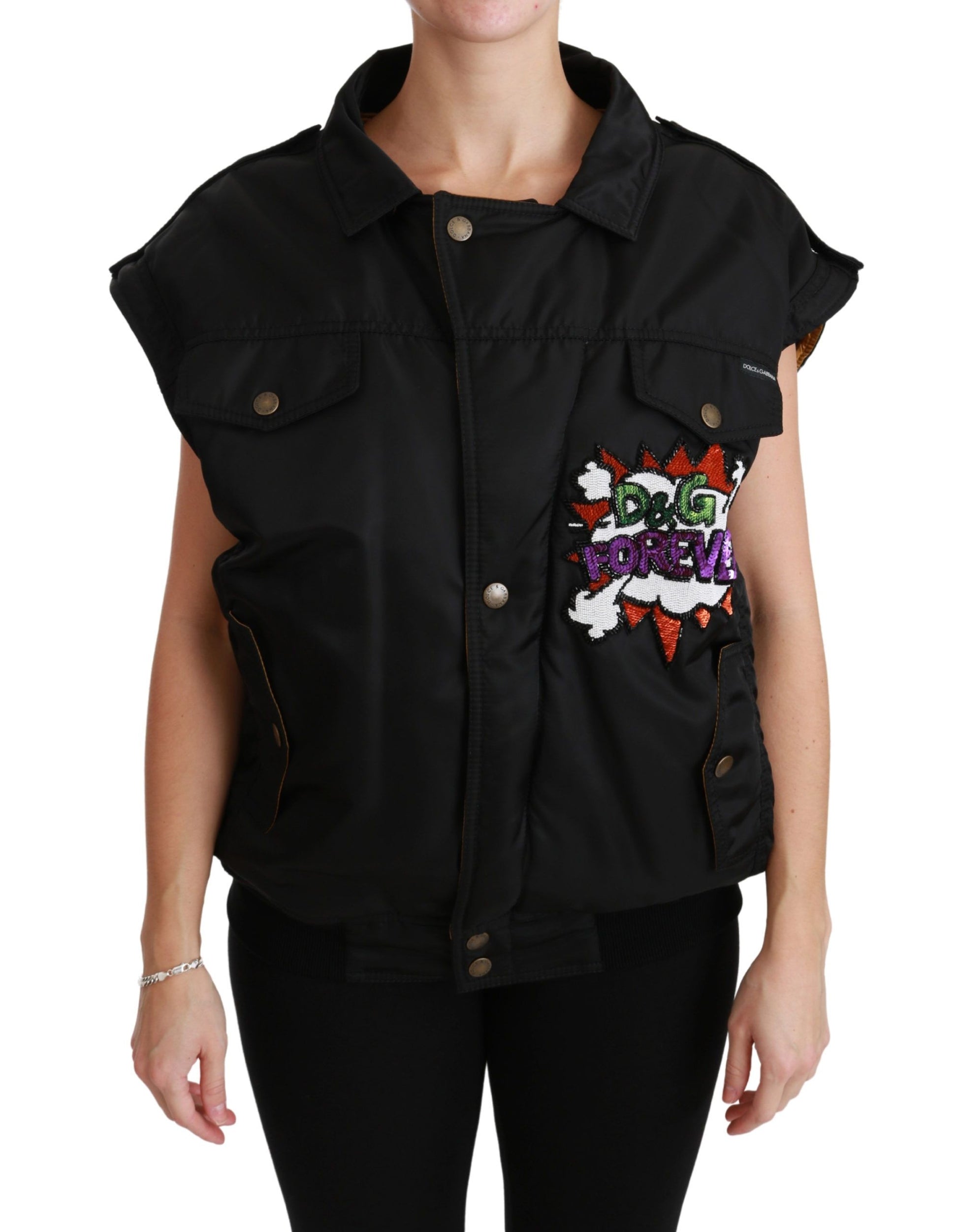 Dolce & Gabbana Elegant Black Bomber Jacket with Detachable Features - ACCEXO