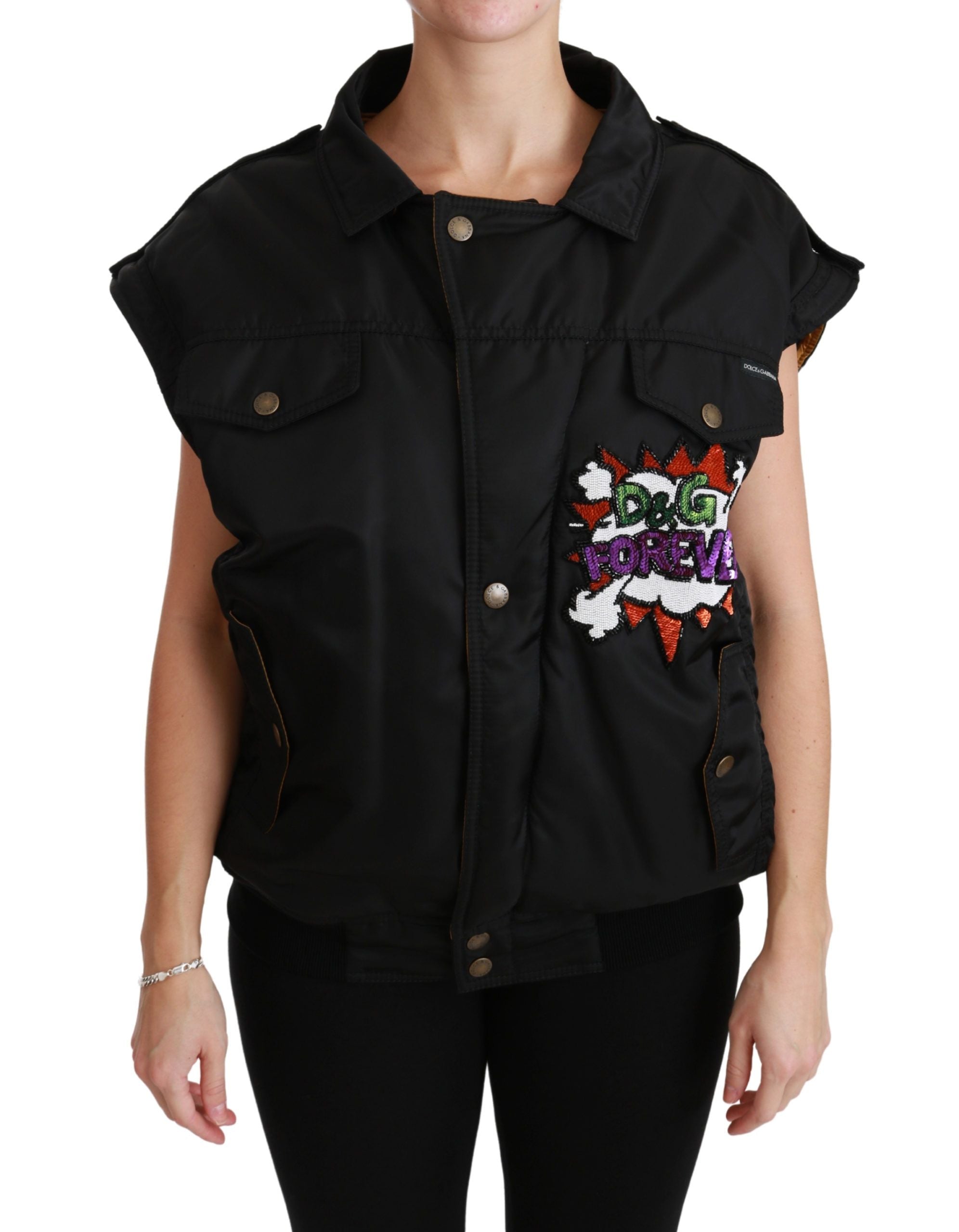 Dolce & Gabbana Elegant Black Bomber Jacket with Detachable Features - ACCEXO