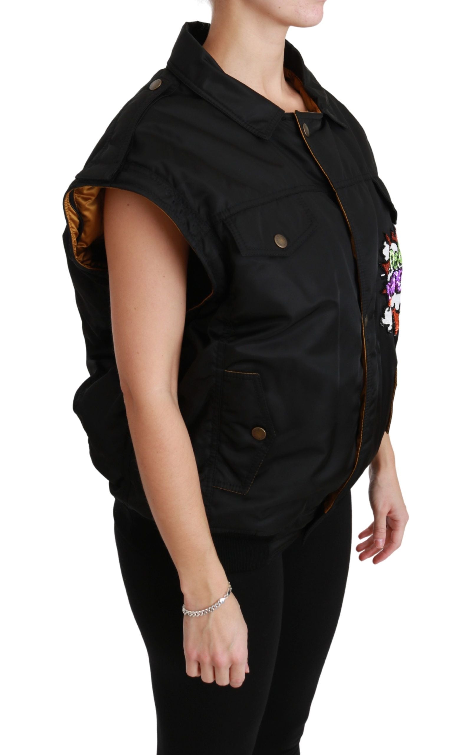 Dolce & Gabbana Elegant Black Bomber Jacket with Detachable Features - ACCEXO