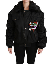 Dolce & Gabbana Elegant Black Bomber Jacket with Detachable Features - ACCEXO