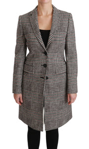 Dolce & Gabbana Elegant Multicolor Checked Knee-Length Jacket Coat - ACCEXO
