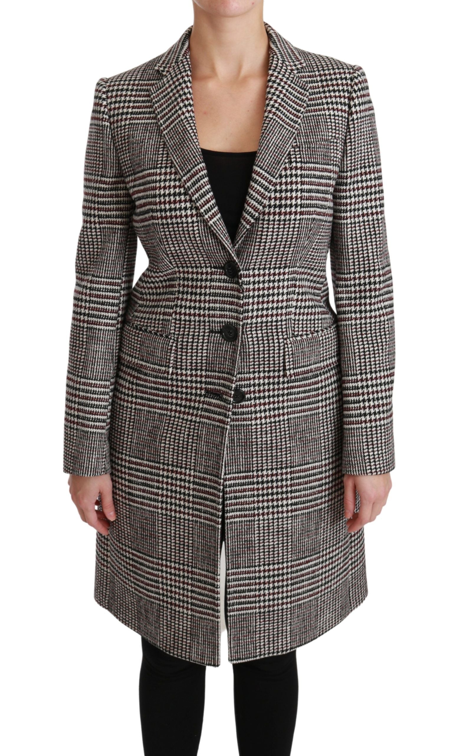 Dolce & Gabbana Elegant Multicolor Checked Knee-Length Jacket Coat - ACCEXO
