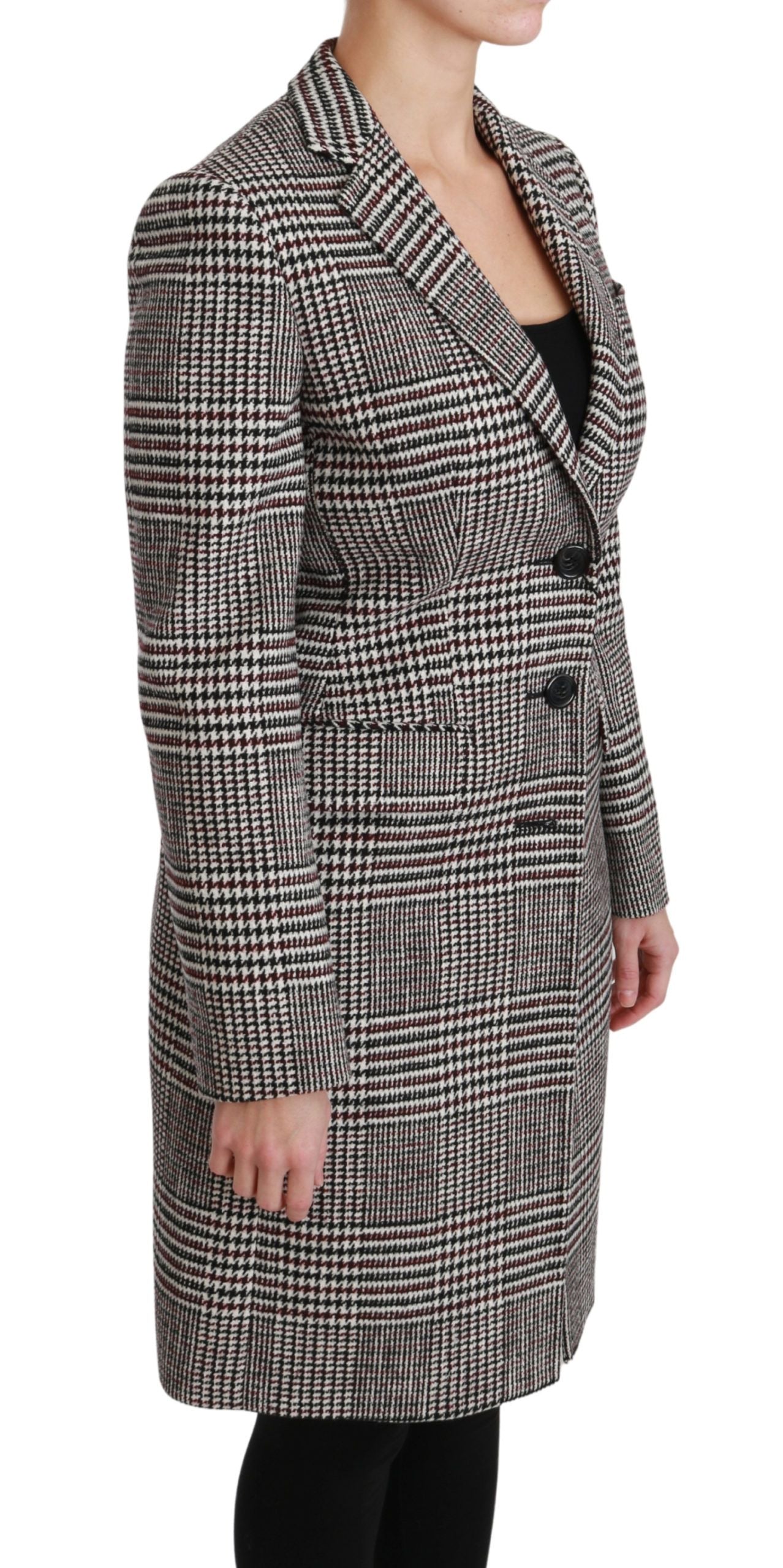 Dolce & Gabbana Elegant Multicolor Checked Knee-Length Jacket Coat - ACCEXO