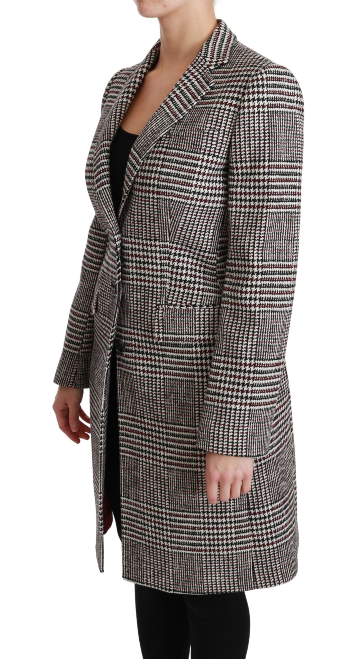 Dolce & Gabbana Elegant Multicolor Checked Knee-Length Jacket Coat - ACCEXO