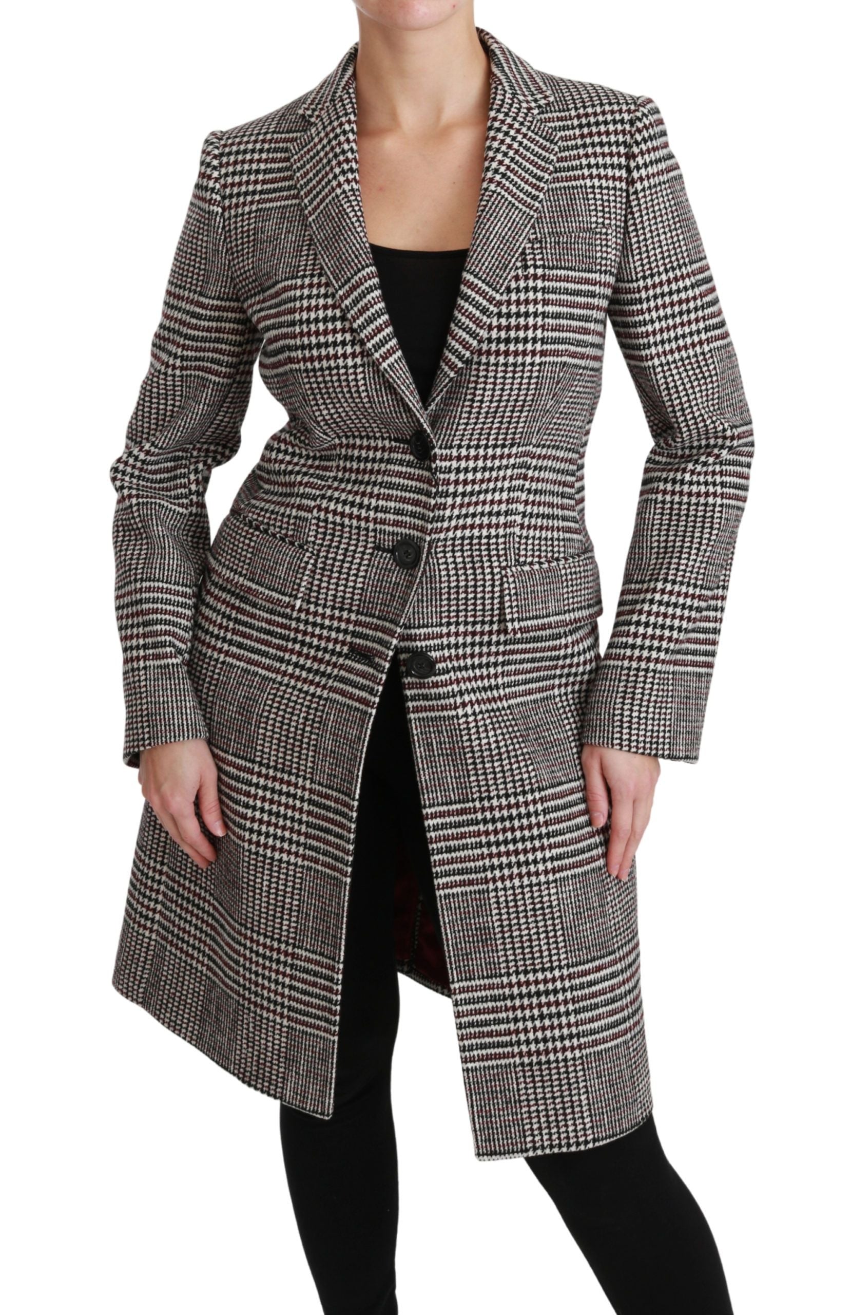 Dolce & Gabbana Elegant Multicolor Checked Knee-Length Jacket Coat - ACCEXO