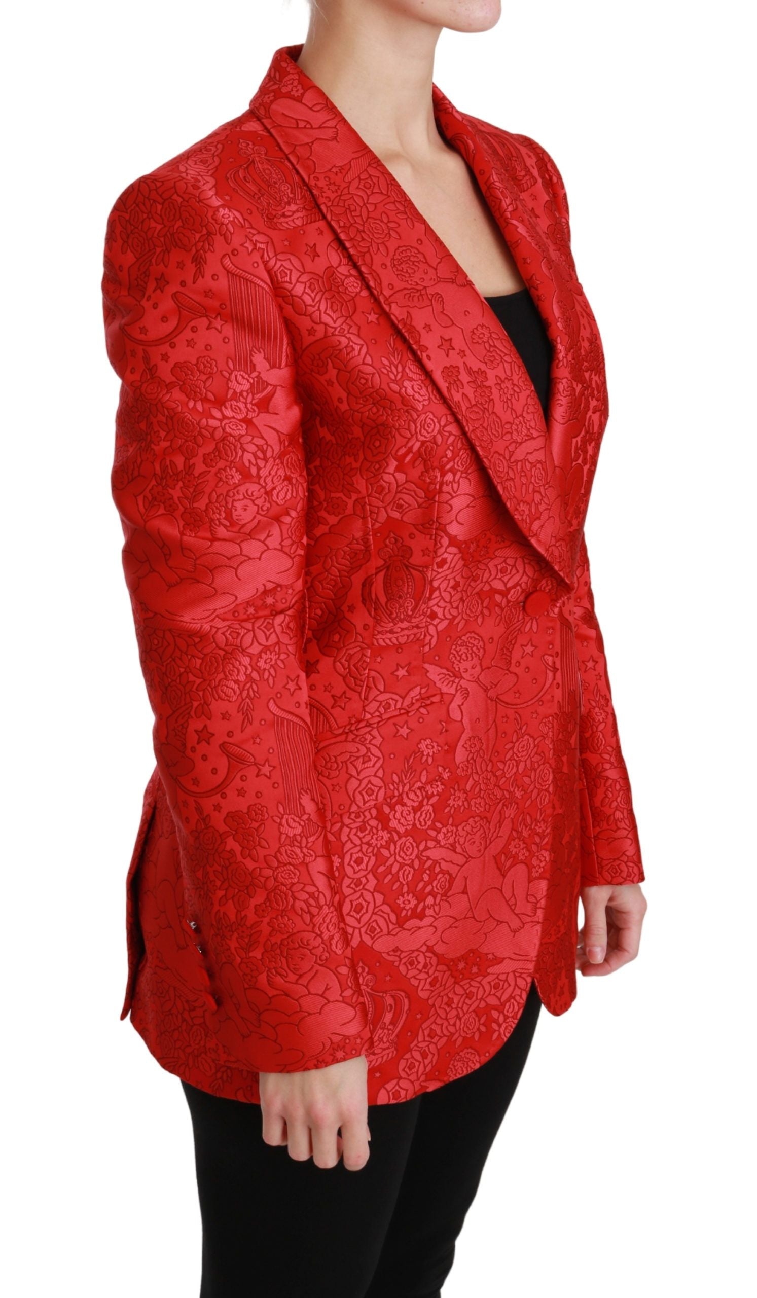 Dolce & Gabbana Red Floral Angel Pattern Blazer - ACCEXO