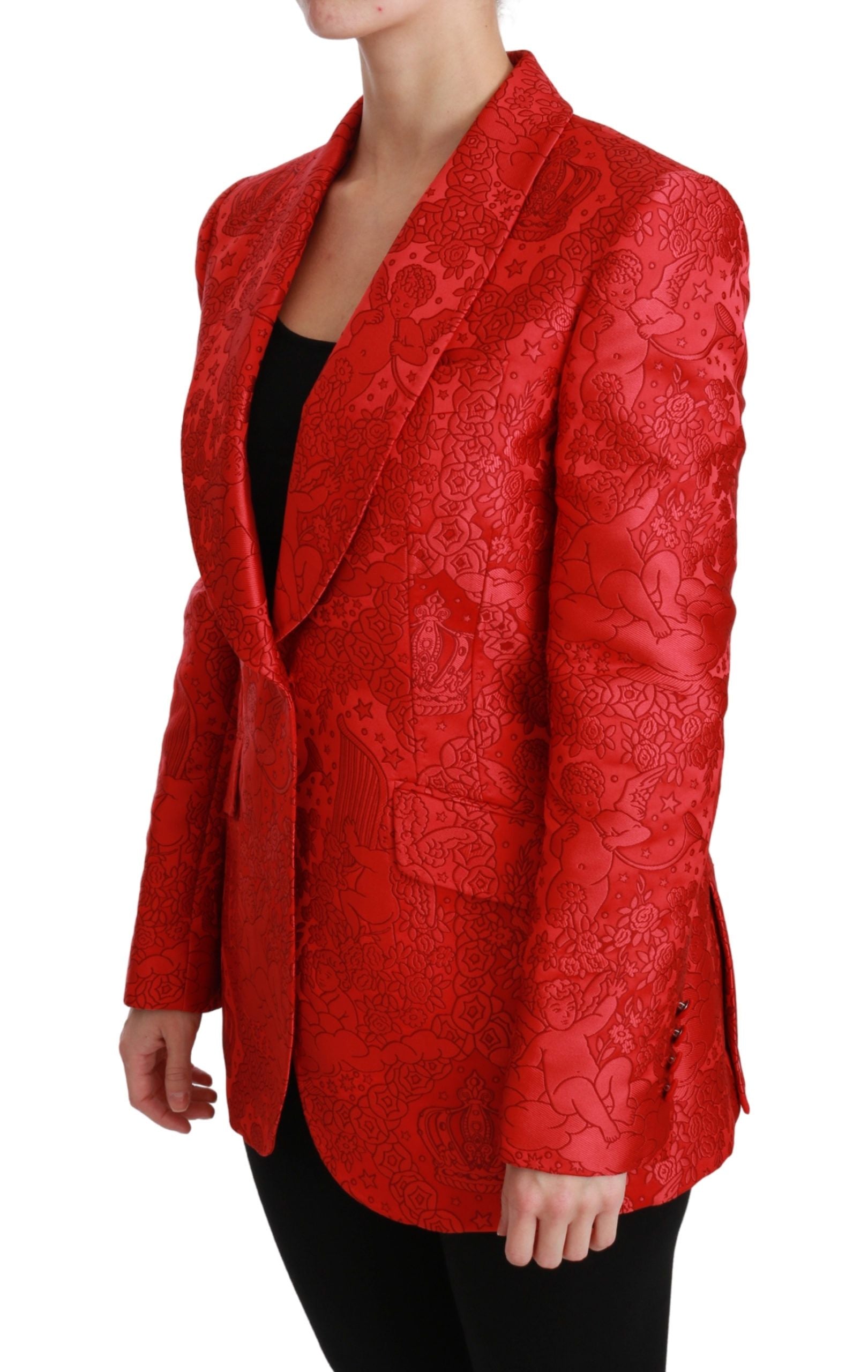Dolce & Gabbana Red Floral Angel Pattern Blazer - ACCEXO