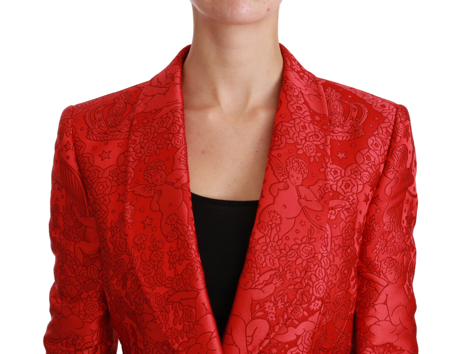 Dolce & Gabbana Red Floral Angel Pattern Blazer - ACCEXO