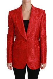 Dolce & Gabbana Red Floral Angel Pattern Blazer - ACCEXO