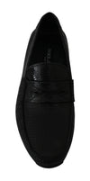 Dolce & Gabbana Exquisite Black Lizard Leather Loafers