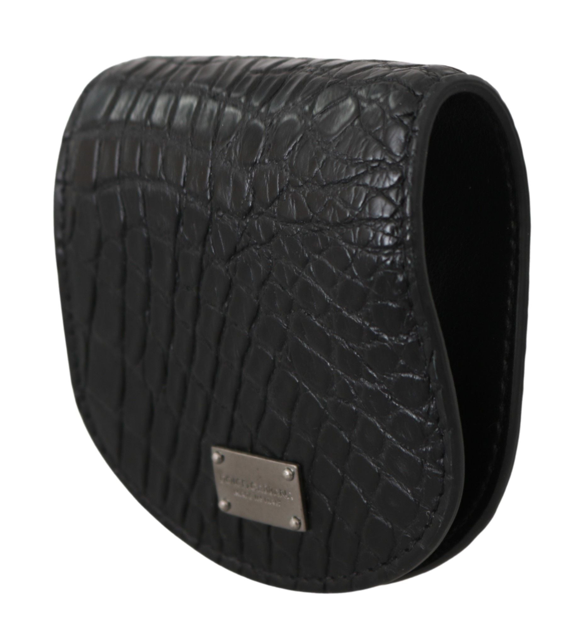 Dolce & Gabbana Sleek Black Leather Coin Case Wallet - ACCEXO