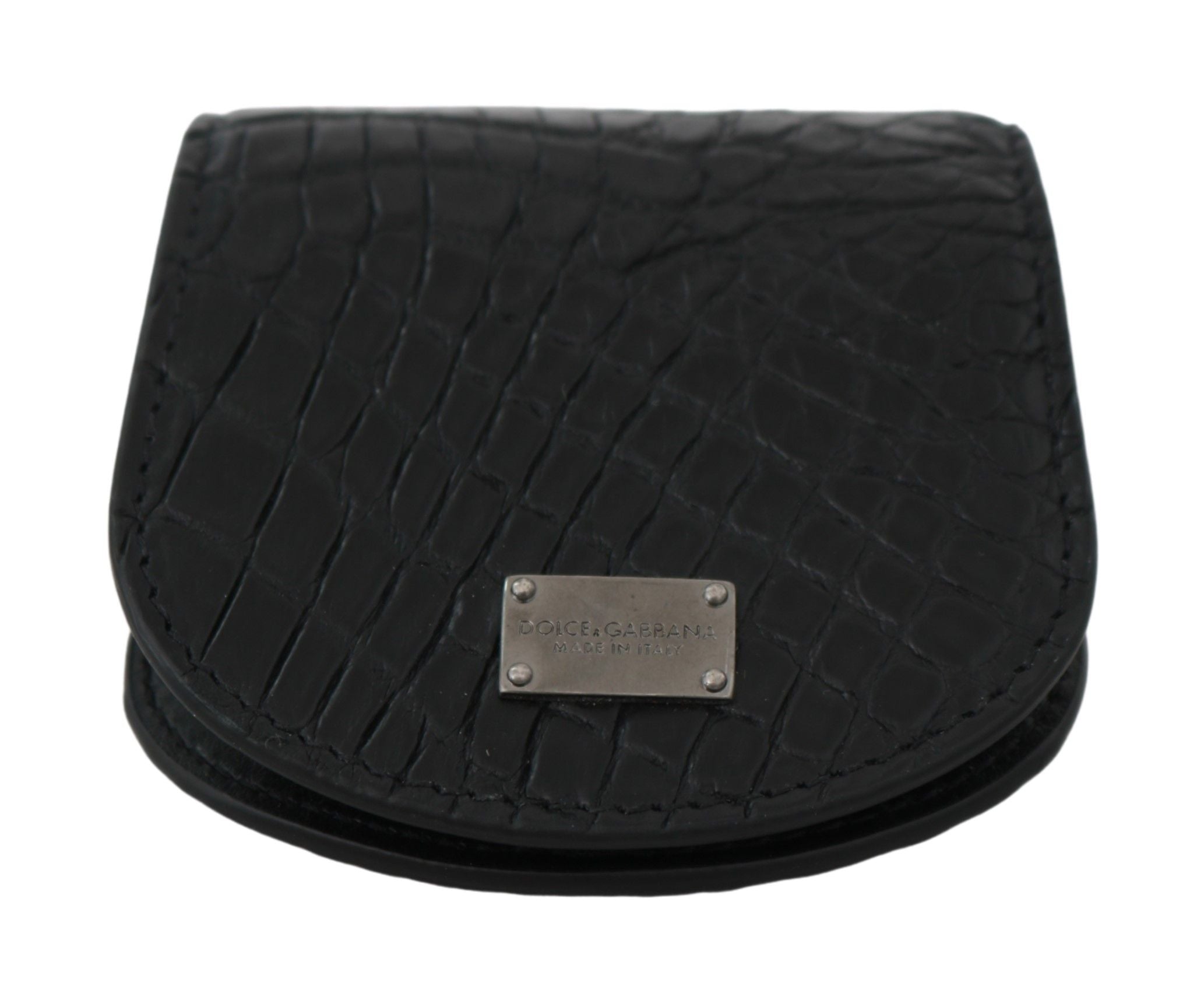 Dolce & Gabbana Sleek Black Leather Coin Case Wallet - ACCEXO