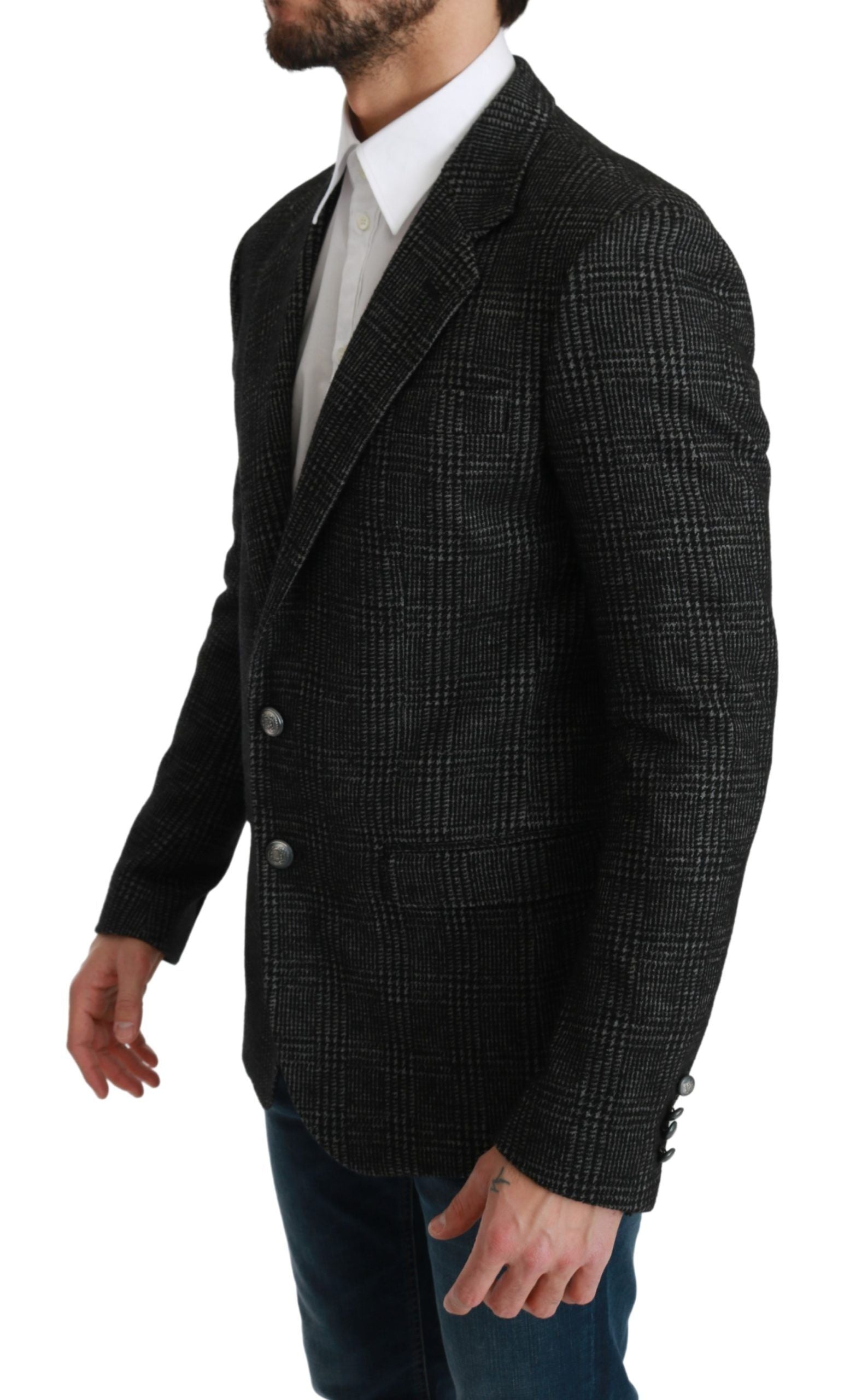 Dolce & Gabbana Elegant Gray Plaid Slim Fit Blazer - ACCEXO