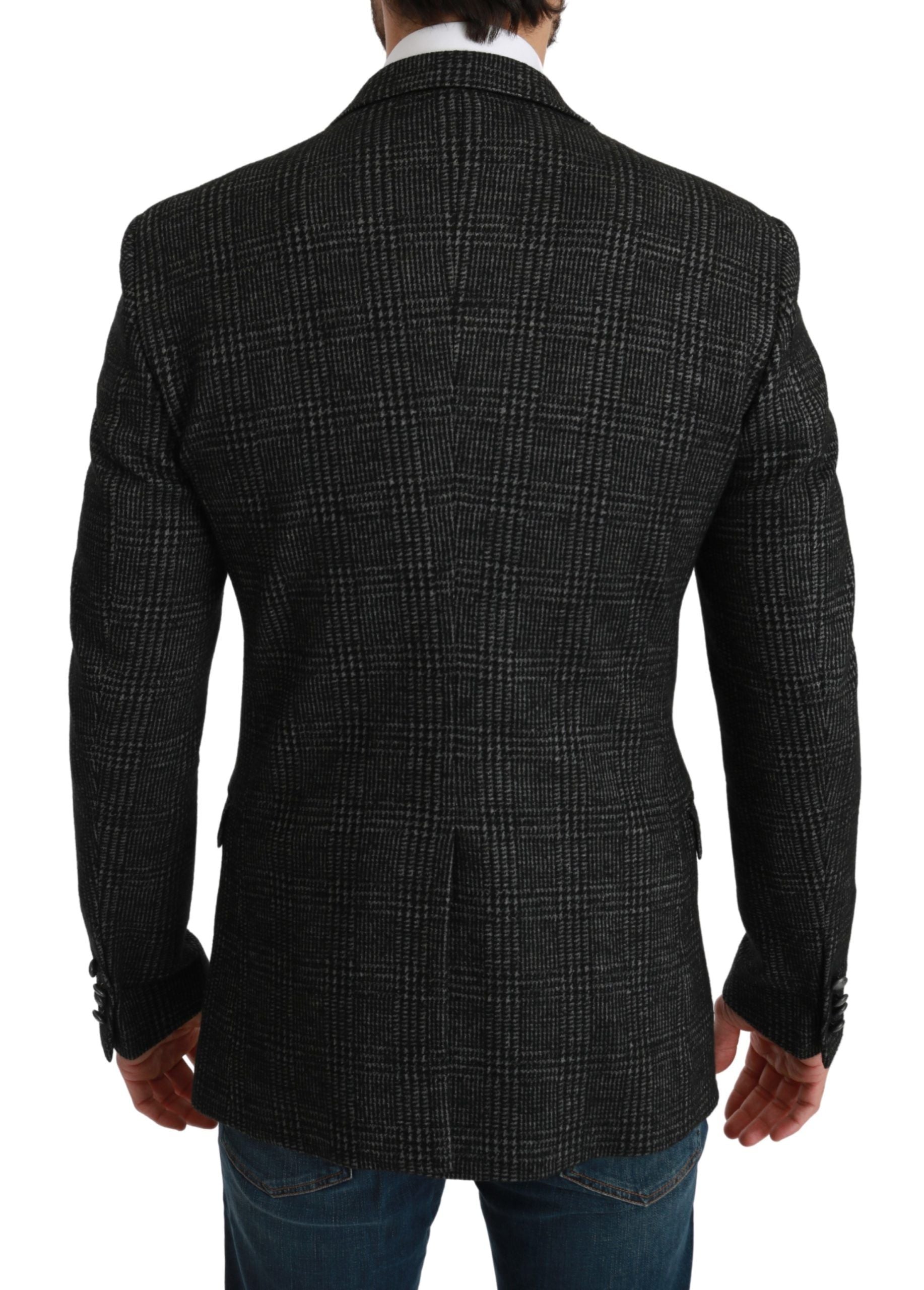 Dolce & Gabbana Elegant Gray Plaid Slim Fit Blazer - ACCEXO