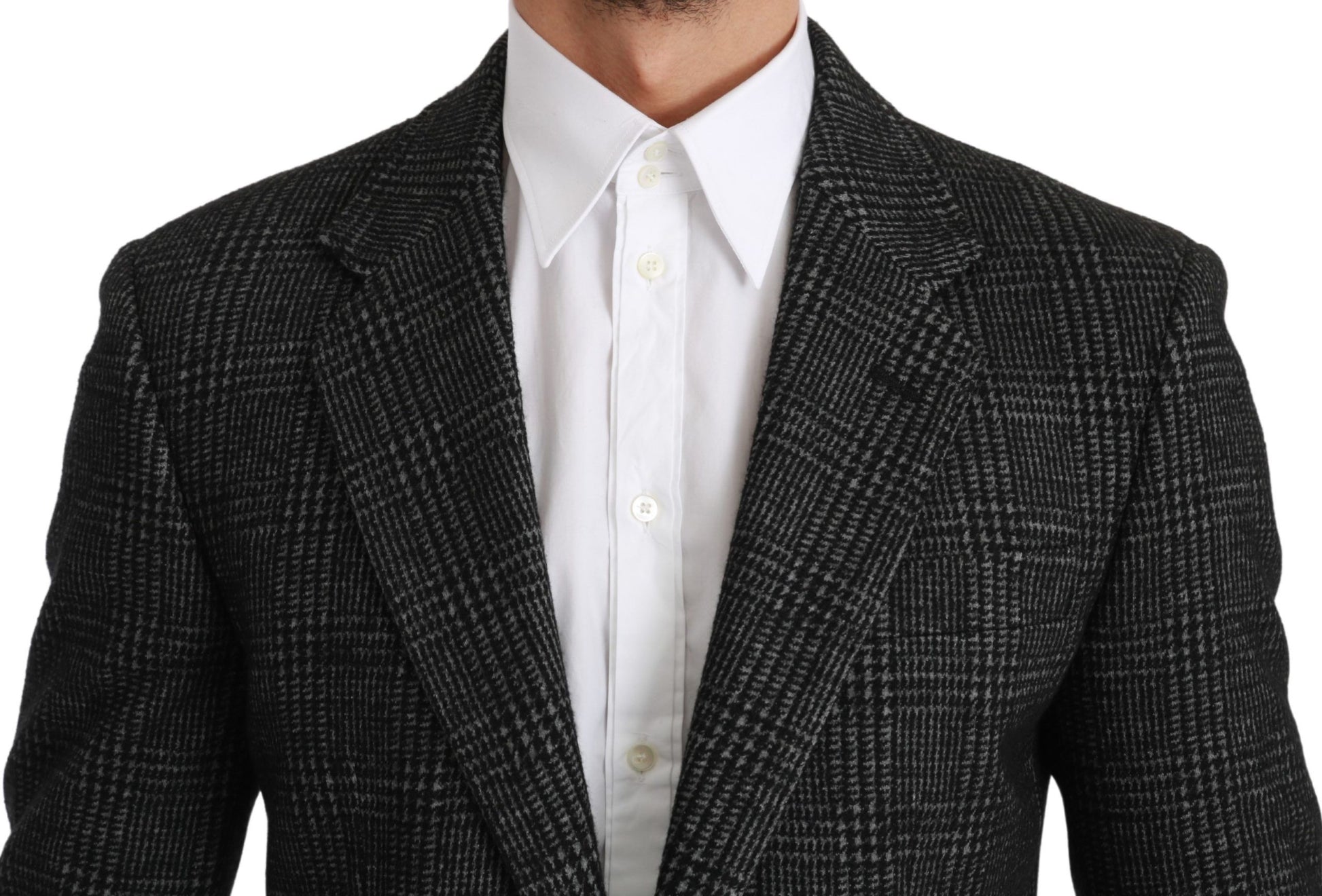 Dolce & Gabbana Elegant Gray Plaid Slim Fit Blazer - ACCEXO