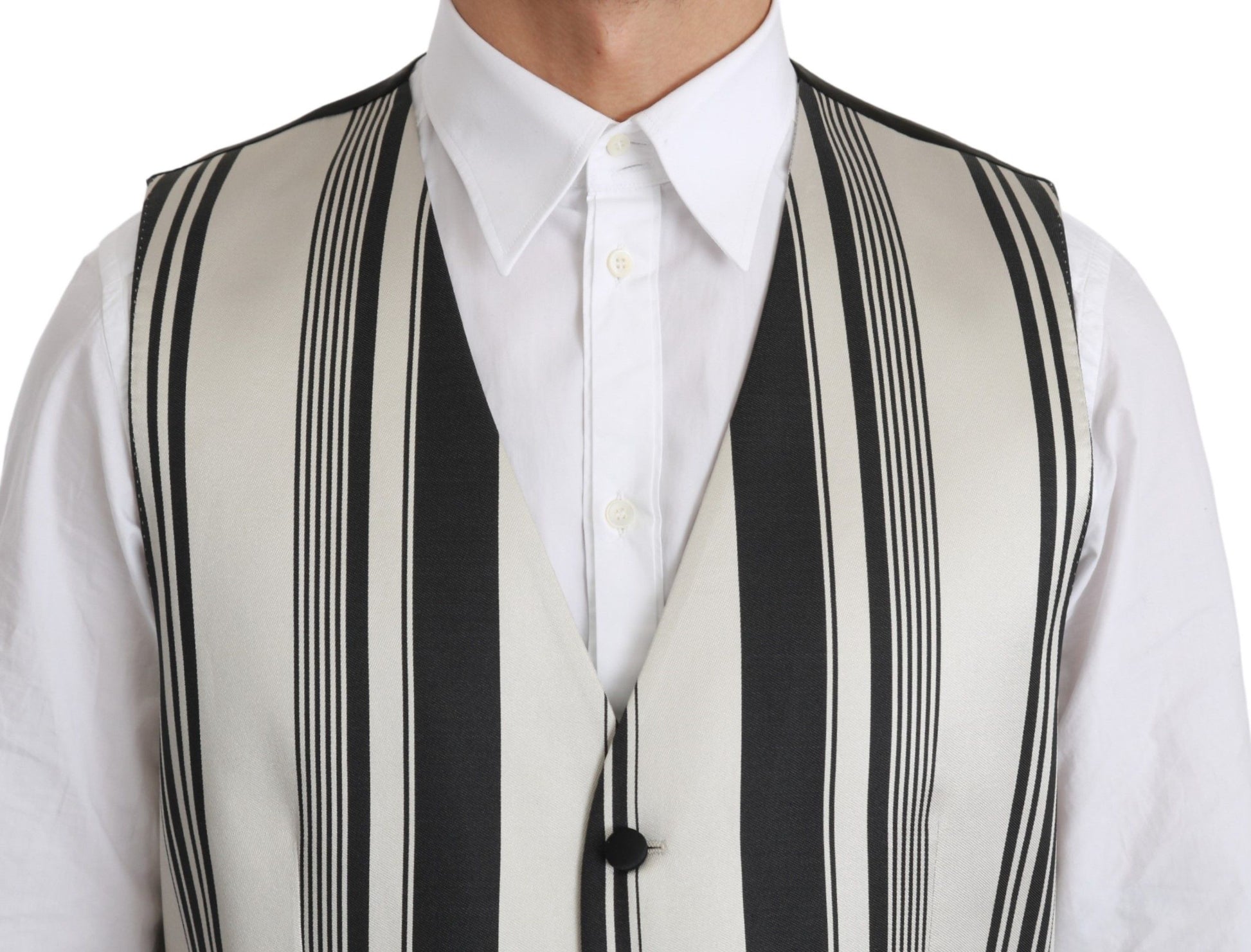 Dolce & Gabbana Stripe Cotton Silk Dress Vest - ACCEXO