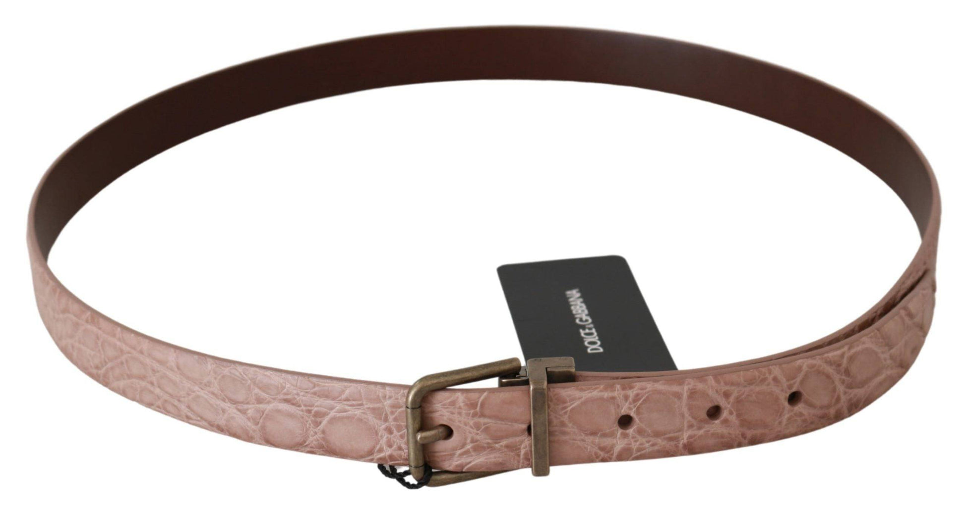 Dolce & Gabbana Elegant Exotic Skin Brushed Gold Buckle Belt - ACCEXO
