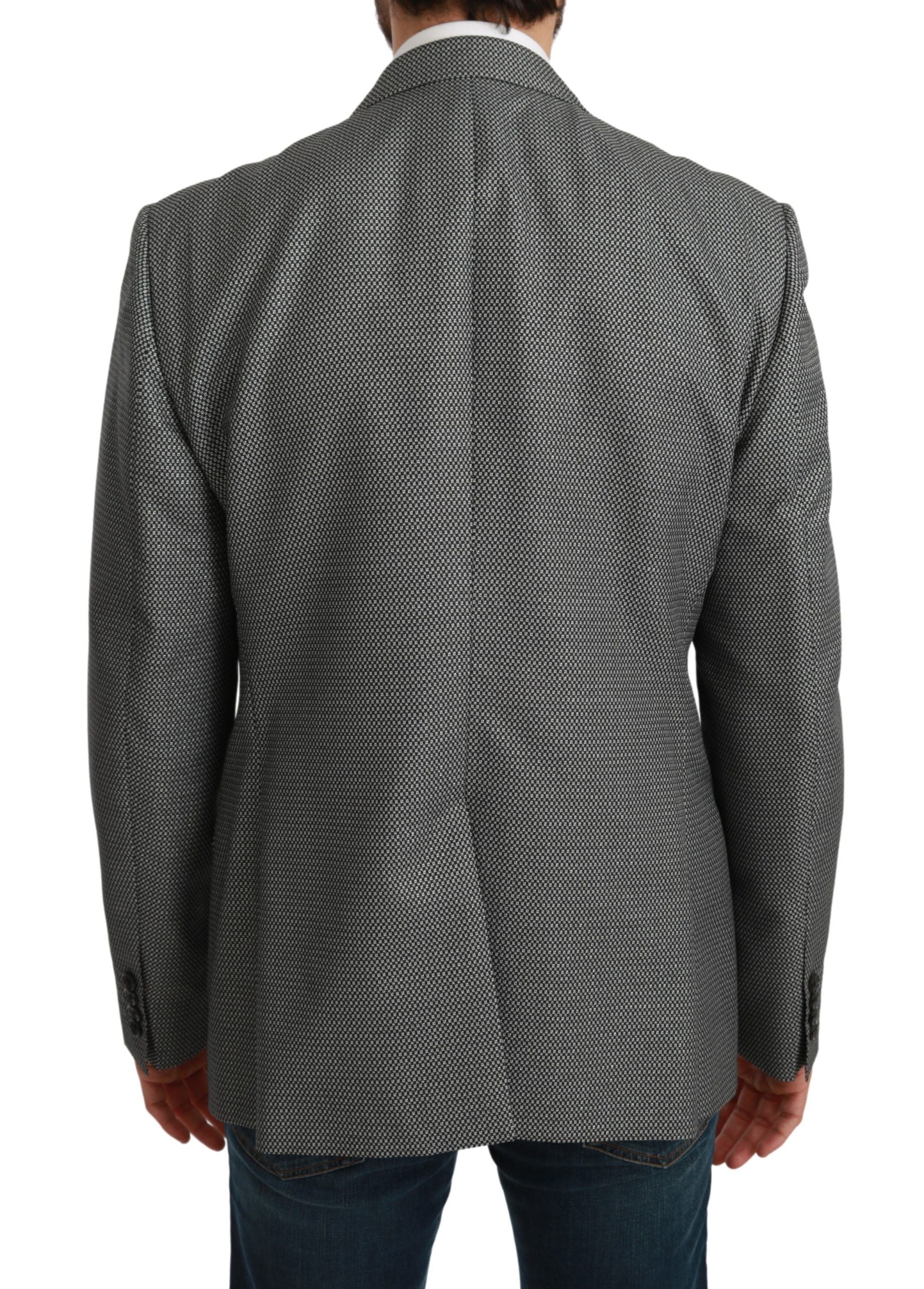 Dolce & Gabbana Elegant Gray Fantasy Pattern Slim Fit Blazer - ACCEXO