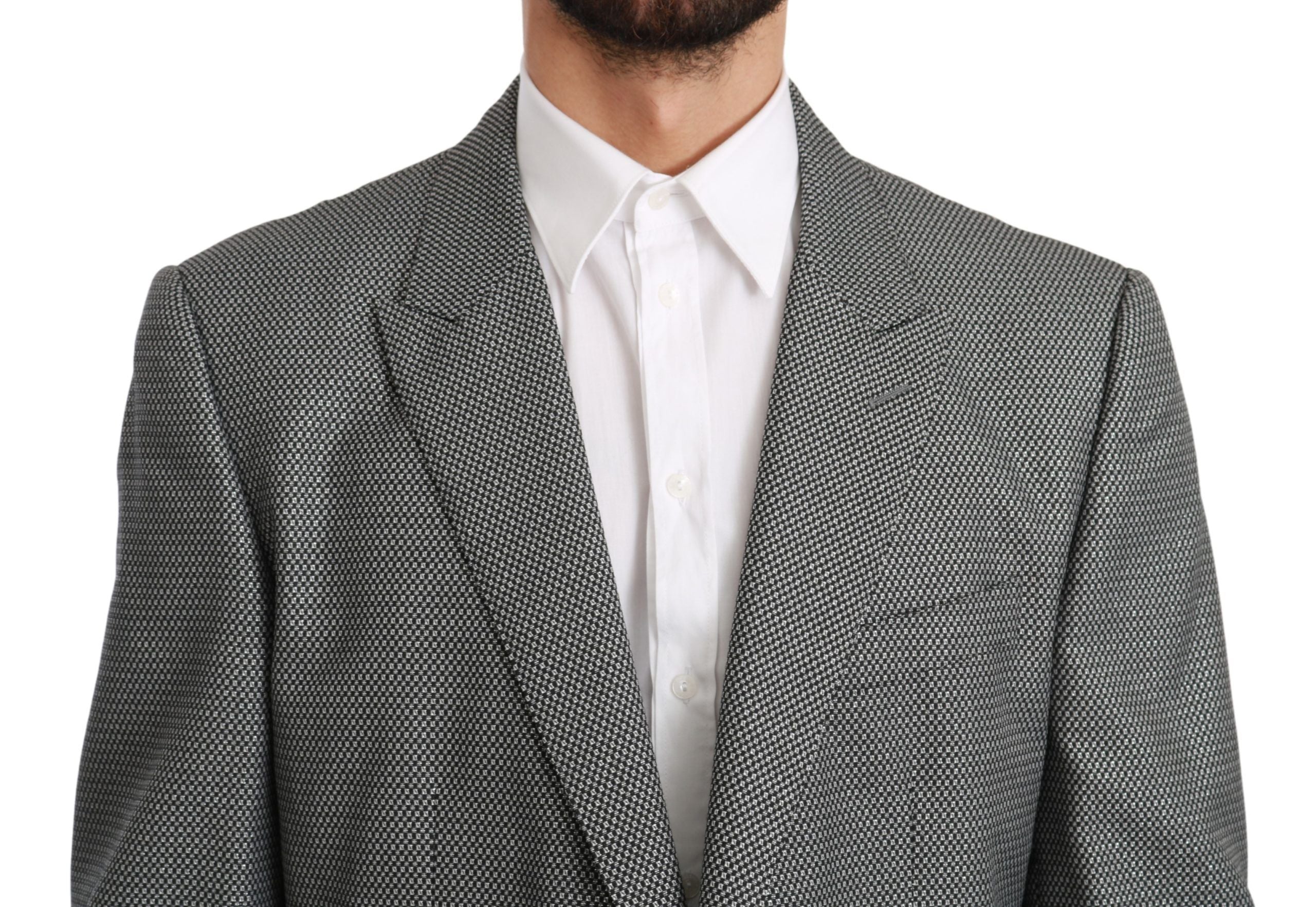 Dolce & Gabbana Elegant Gray Fantasy Pattern Slim Fit Blazer - ACCEXO