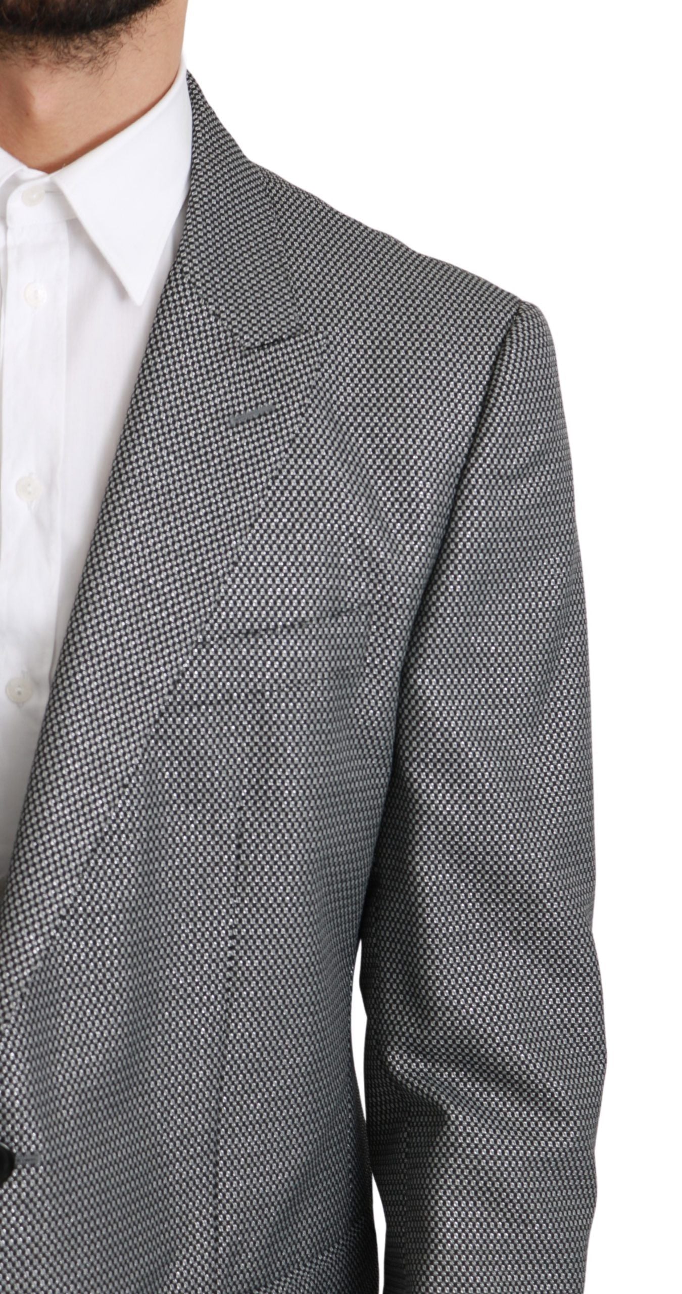 Dolce & Gabbana Elegant Gray Fantasy Pattern Slim Fit Blazer - ACCEXO