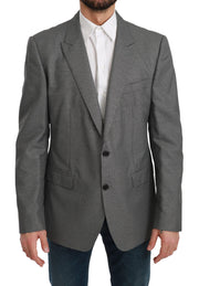 Dolce & Gabbana Elegant Gray Fantasy Pattern Slim Fit Blazer - ACCEXO