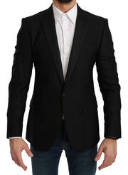 Dolce & Gabbana Elegant Black Polka Dotted Wool Blend Blazer - ACCEXO