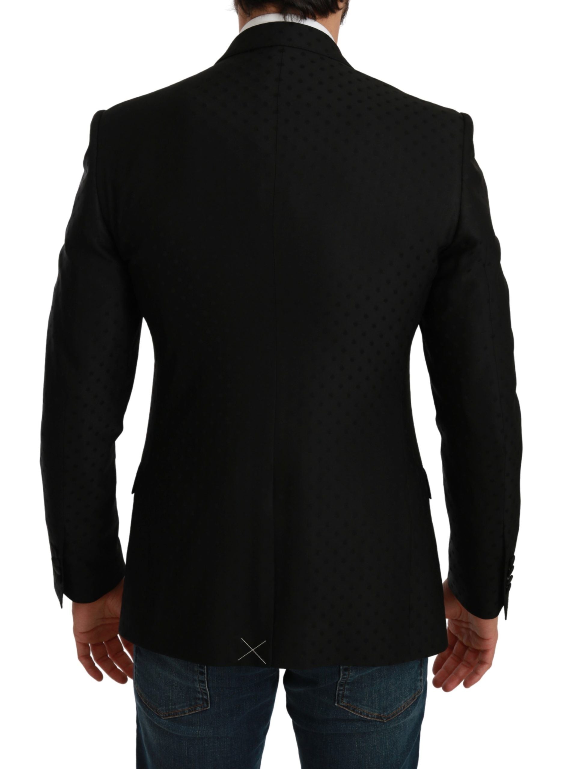 Dolce & Gabbana Elegant Black Polka Dotted Wool Blend Blazer - ACCEXO