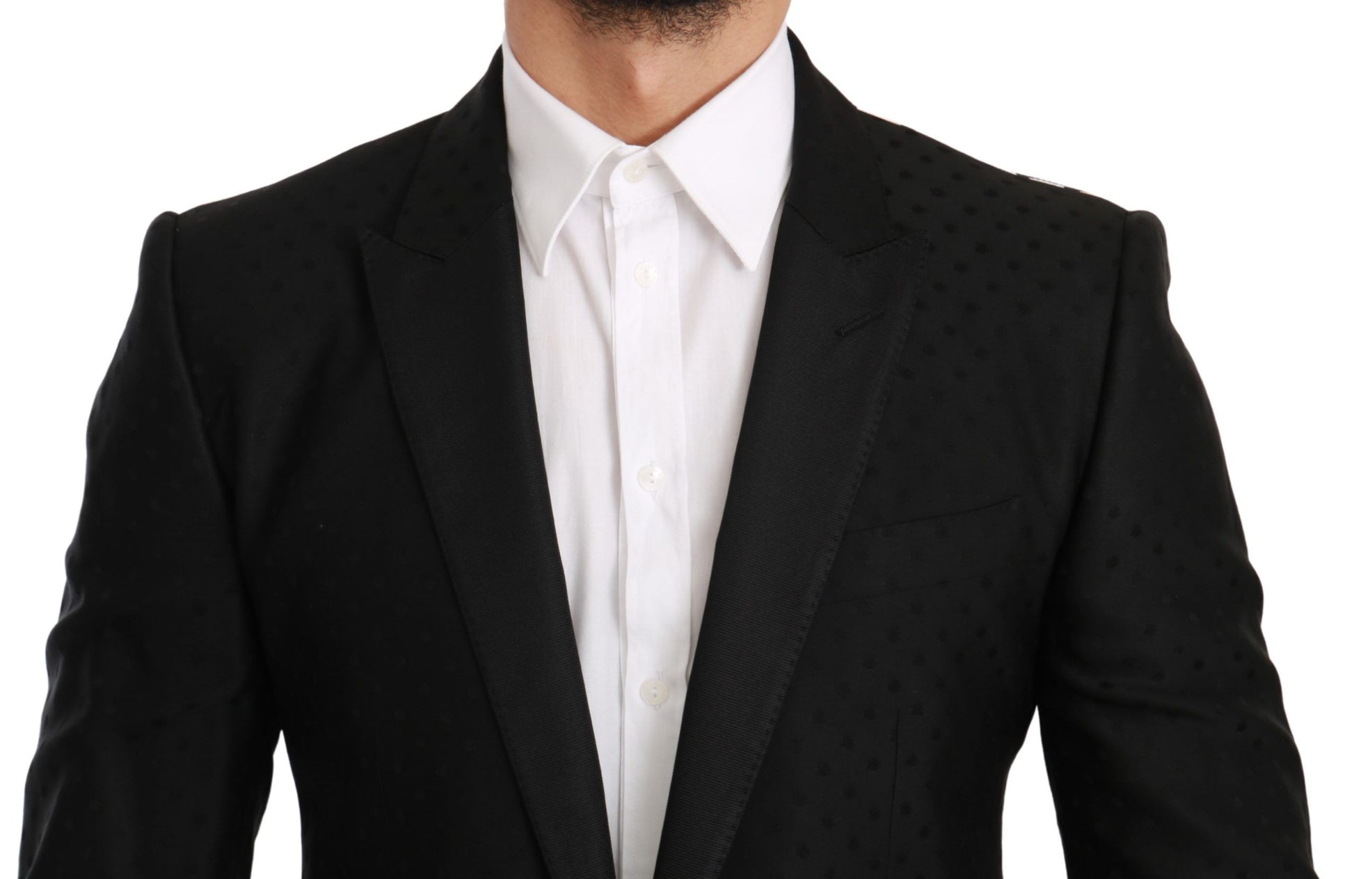 Dolce & Gabbana Elegant Black Polka Dotted Wool Blend Blazer - ACCEXO
