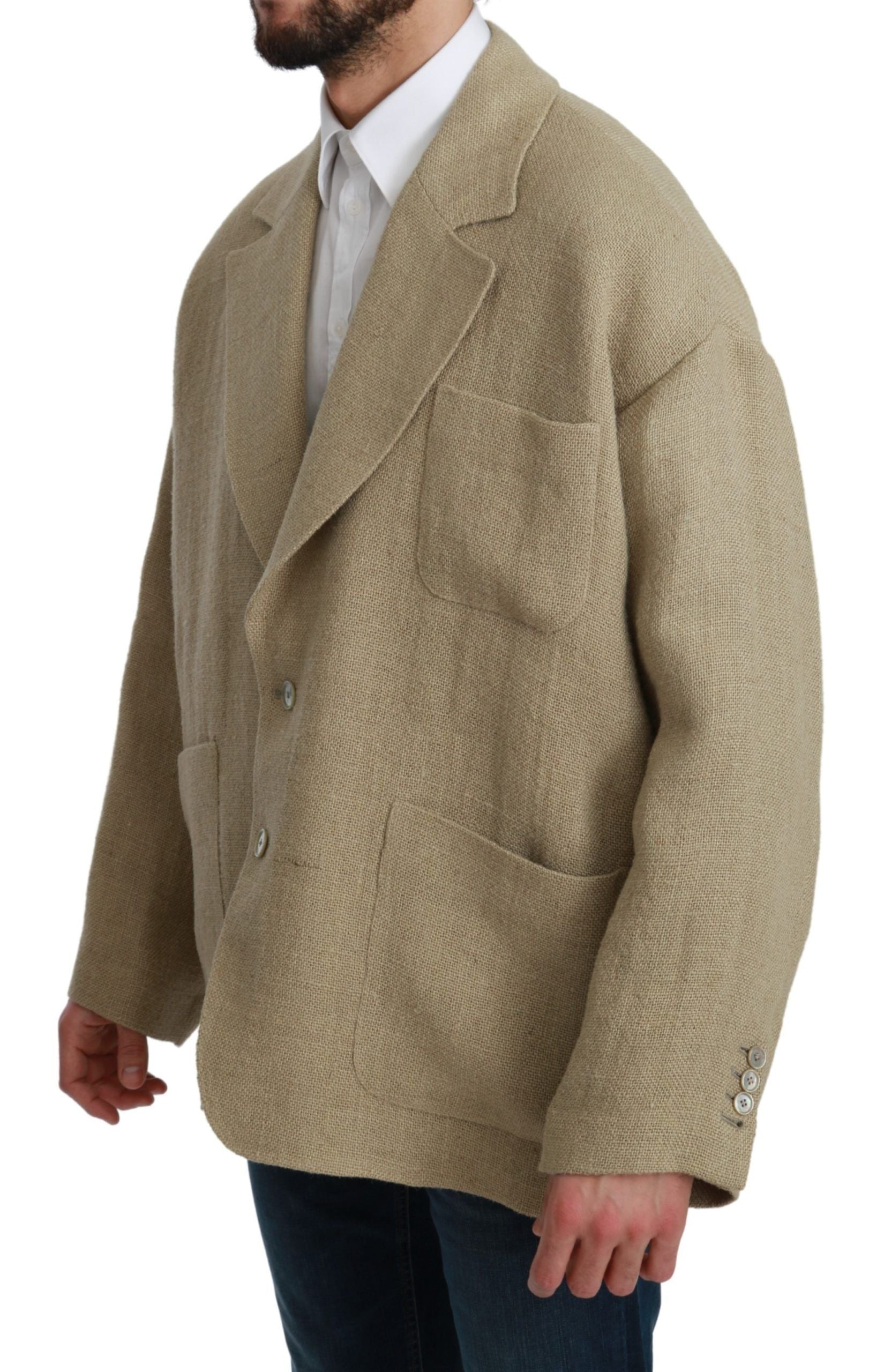 Dolce & Gabbana Chic Beige Jute Single-Breasted Blazer - ACCEXO