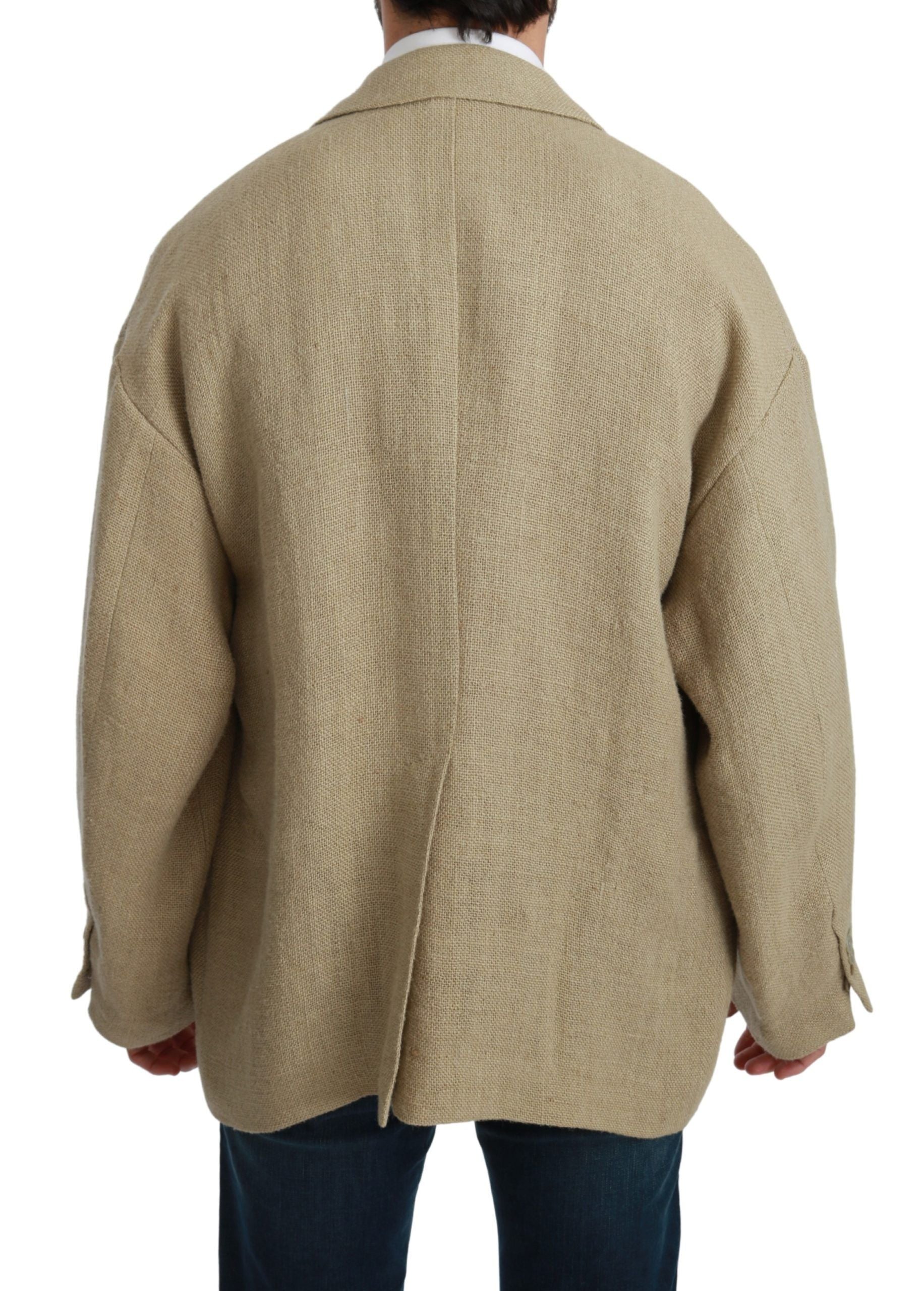 Dolce & Gabbana Chic Beige Jute Single-Breasted Blazer - ACCEXO