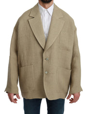 Dolce & Gabbana Chic Beige Jute Single-Breasted Blazer - ACCEXO